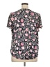Ann Taylor LOFT 100% Rayon Floral Black Short Sleeve Blouse Size XL - photo 2