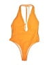 Zaful Solid Orange One Piece Swimsuit Size 8 - photo 1
