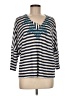 Monsoon 100% Linen Blue 3/4 Sleeve Top Size M - photo 1