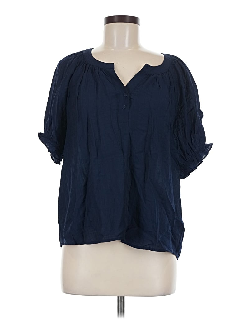 Liverpool Los Angeles Short Sleeve Blouse In Blue