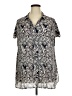 DR2 100% Polyester Paisley Ivory Blue Short Sleeve Blouse Size 1X - photo 1