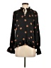 Waverly Grey 100% Polyester Polka Dots Black Long Sleeve Blouse Size XS - photo 1