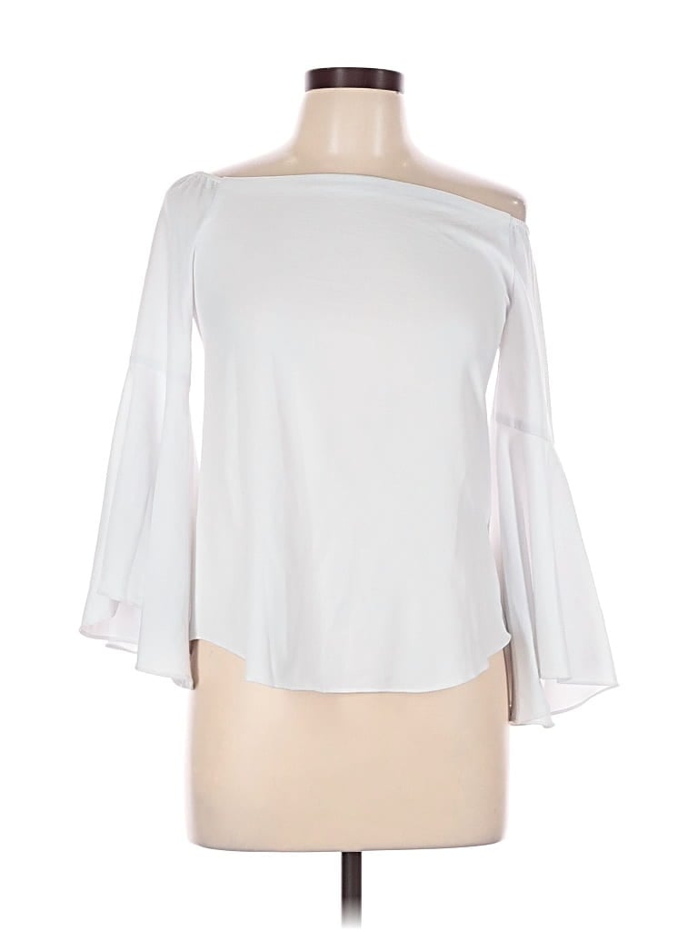 Pre-owned Design Lab Lord & Taylor 3/4 Sleeve Top White Off The Shoulder Neckline Tops