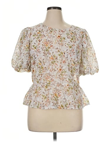 Peach Short Sleeve Blouse (view 1)