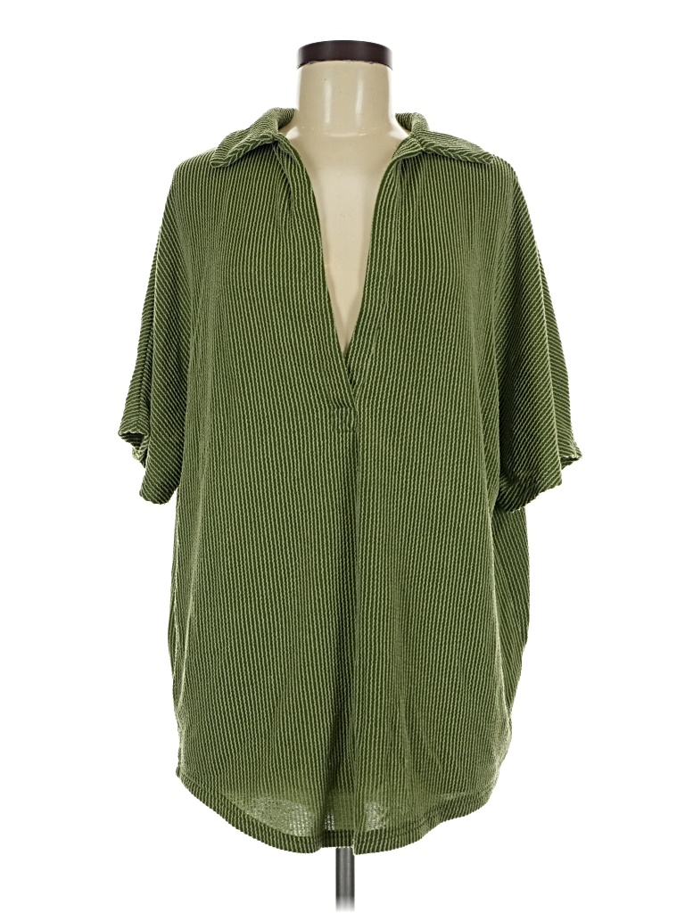 Pre-owned Assorted Brands Short Sleeve Blouse In Green