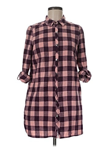 Just Fab 3/4 Sleeve Button-Down Shirt (view 1)