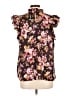 Express 100% Polyester Floral Brown Sleeveless Blouse Size L - photo 2