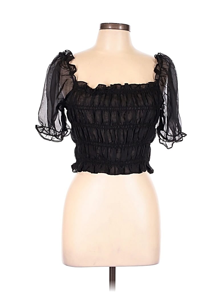 Pre-owned Cotton Candy La Short Sleeve Top Black Strapless Neckline Tops
