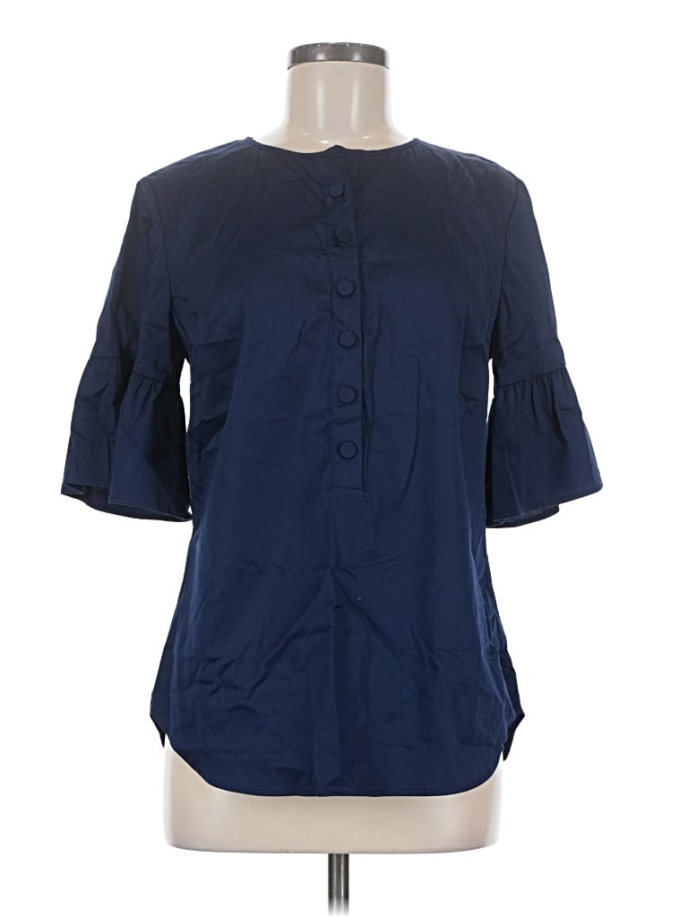 Pre-owned Elizabeth Mckay 3/4 Sleeve Blouse In Blue