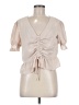 Topshop 100% Polyester Tan Short Sleeve Blouse Size 8 - photo 1