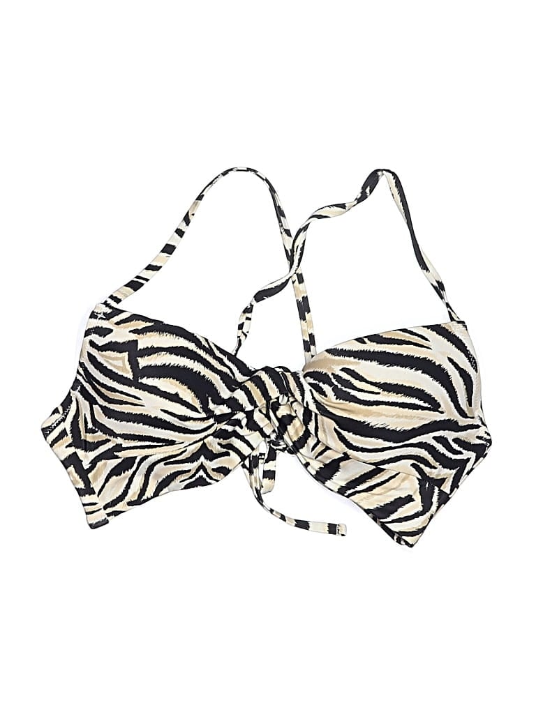 Shade & Shore Swimsuit Top Ivory Animal Print Pattern Swimwear