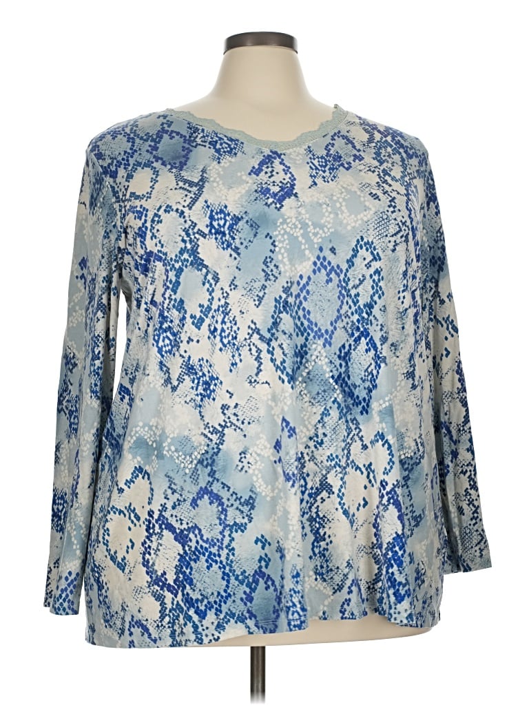 Pre-owned Susan Graver 3/4 Sleeve T-shirt In Blue