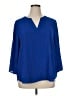 Chaus 100% Polyester Blue 3/4 Sleeve Blouse Size XL - photo 1