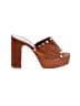 Valentino 100% Leather Brown  Rockstud Platform Mules Size EU 37 - photo 1