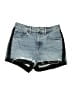 Express Color Block Blue Denim Shorts Size 6 - photo 1