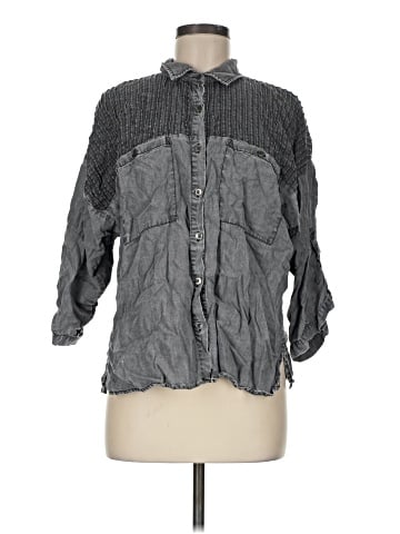 Lovestitch 3/4 Sleeve Button-Down Shirt (view 1)