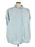 Torrid 100% Tencel Solid Blue Short Sleeve Button-Down Shirt Size 5X Plus (5) - photo 1