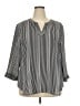 Van Heusen 100% Polyester Stripes Gray 3/4 Sleeve Blouse Size XXL - photo 1