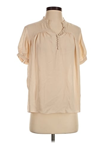 Pink Tartan Short Sleeve Silk Top (view 1)