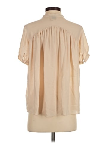 Pink Tartan Short Sleeve Silk Top (view 2)