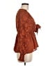 Francesca's 100% Polyester Orange Long Sleeve Blouse Size M - photo 4