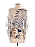 Tiny 100% Silk Tan Blue Short Sleeve Silk Top Size XS - photo 2