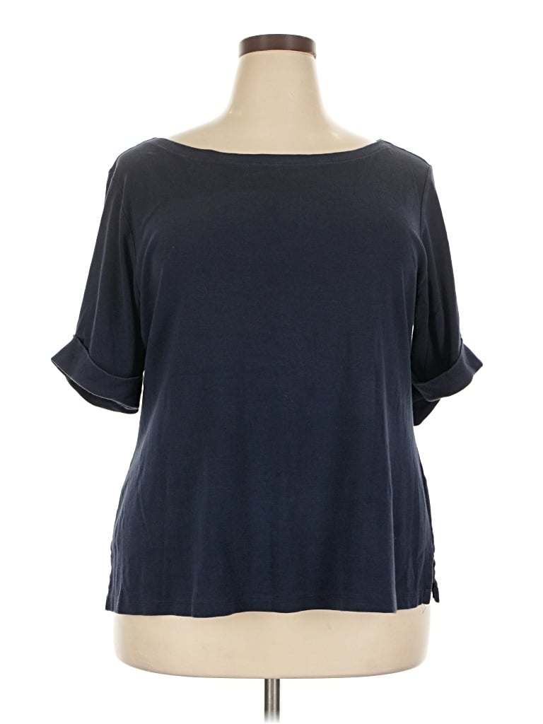 Pre-owned Karen Scott 3/4 Sleeve T-shirt In Blue