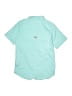 Columbia 100% Polyester Solid Teal Short Sleeve Button-Down Shirt Size 14 - photo 2