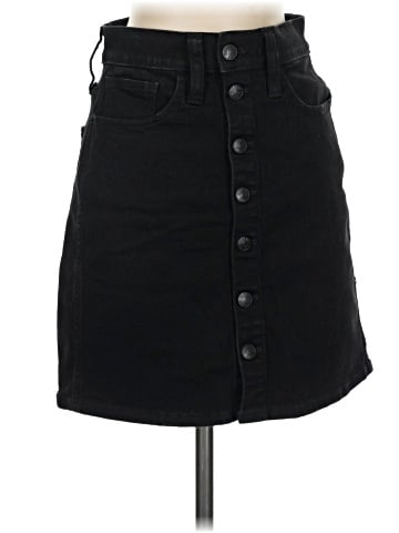 Madewell Stretch Denim Straight Mini Skirt in Black Frost: Button-Front Edition (view 1)