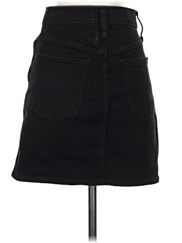 Madewell Stretch Denim Straight Mini Skirt in Black Frost: Button-Front Edition (view 2)