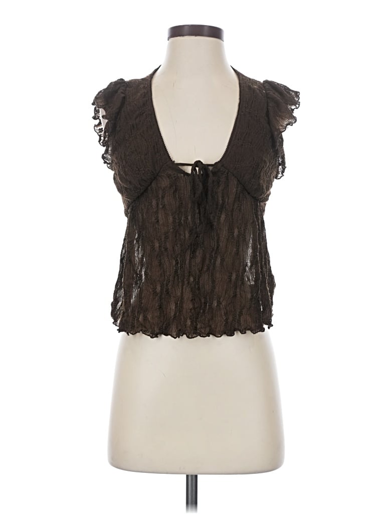 Pre-owned Assorted Brands Sleeveless Blouse In Brown
