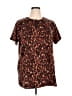 D&Co. Animal Print Brown Short Sleeve Blouse Size 1X (petite) - photo 1