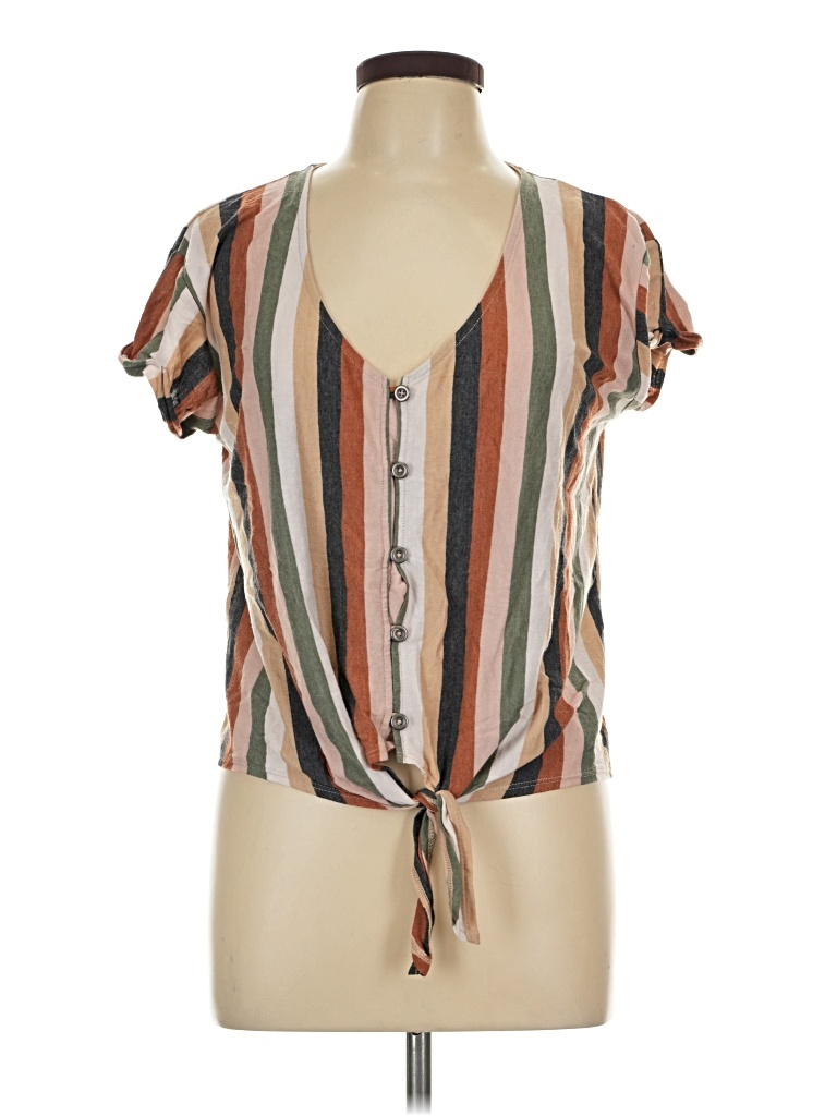 Pre-owned American Eagle Outfitters Short Sleeve Blouse In Brown