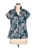 DressBarn 100% Polyester Animal Print Teal Short Sleeve Blouse Size XL - photo 1