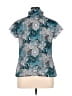 DressBarn 100% Polyester Animal Print Teal Short Sleeve Blouse Size XL - photo 2
