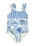 Tommy Bahama 100% Polyester Print Blue One Piece Swimsuit Size 4 - 5 - photo 1