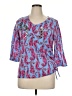 Onque Casuals 100% Polyester Blue 3/4 Sleeve Blouse Size XL - photo 1