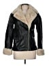 River Island 100% Polyurethane Solid Black Faux Fur Jacket Size 6 - photo 1