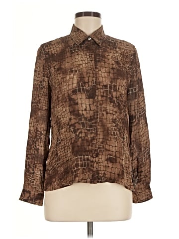 Petite Sophisticate Long Sleeve Silk Top (view 1)