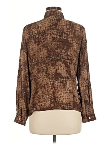 Petite Sophisticate Long Sleeve Silk Top (view 2)