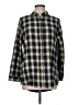 Soft Surroundings 100% Cotton Plaid Blue Long Sleeve Button-Down Shirt Size M - photo 1