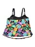 Summer Mae 100% Polyester Tropical Black Swimsuit Top Size 14 - photo 2