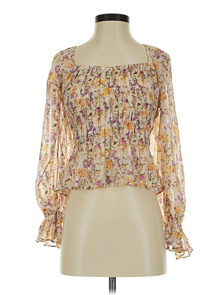 Pre-owned Lucy Paris Long Sleeve Blouse In Gold