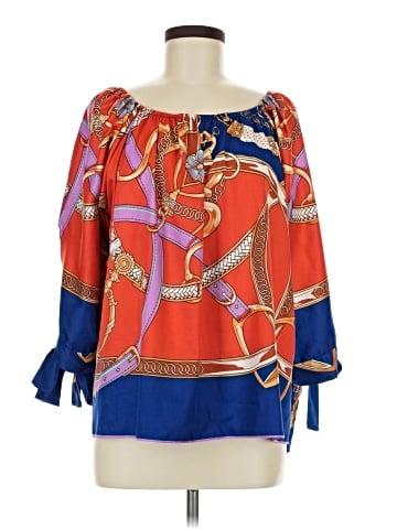 Aum-Couture 3/4 Sleeve Silk Top (view 1)