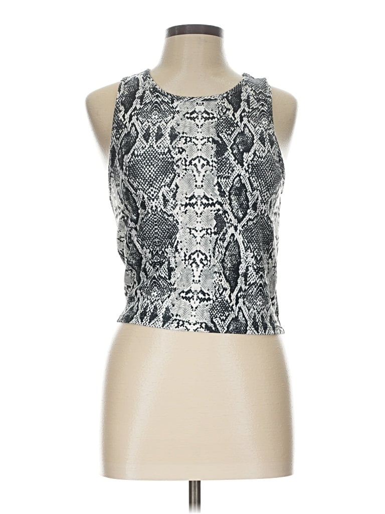 Pre-owned Balance Collection Tank Top Silver Halter Neckline Tops