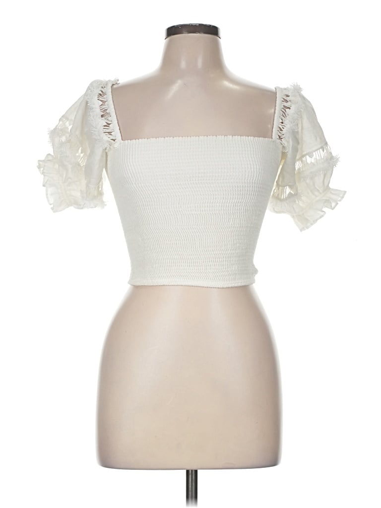 Pre-owned Peixoto Short Sleeve Blouse In Ivory