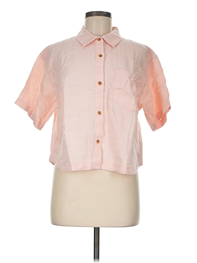 Pre-owned Athleta Short Sleeve Blouse In Pink
