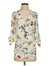 Stradivarius 100% Polyester Floral Ivory 3/4 Sleeve Blouse Size S - photo 1