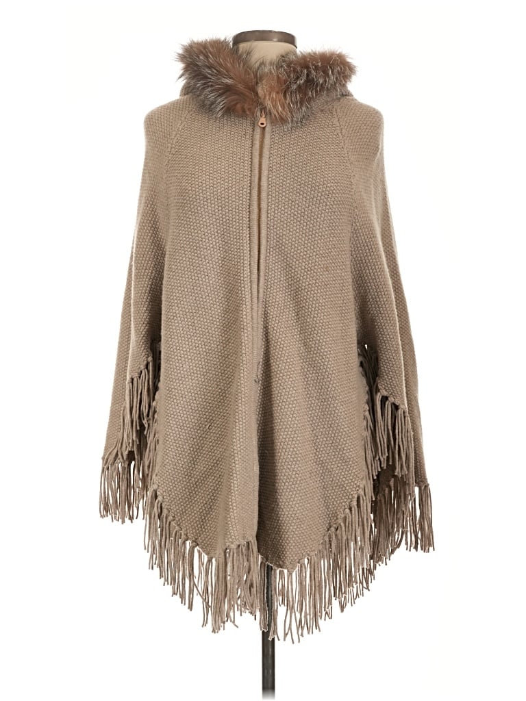 Pre-owned Assorted Brands Poncho In Tan