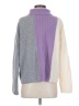 Nordstrom Color Block Purple Wool Pullover Sweater Size S - photo 2